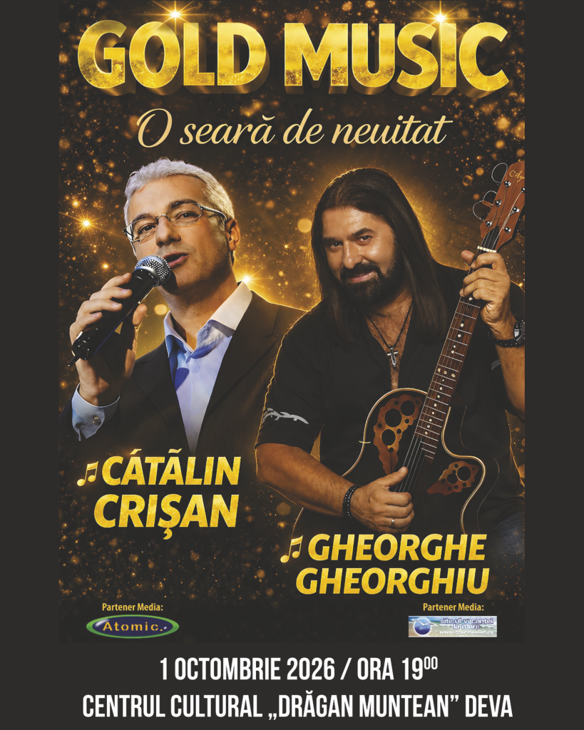 Cătălin Crișan și Gheorghe Gheorghiu vin la Deva „O seară de neuitat”, pe scena Centrului Cultural „Drăgan Muntean”