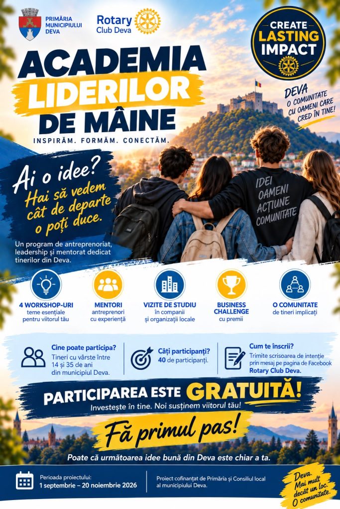 Academia Liderilor de Mâine își caută participanții la Deva Tinerii se pot înscrie până pe 27 septembrie